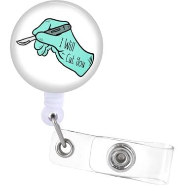 Imagem de Plifal Clipe de suporte para crachá Surgical Tech - I Will Cute You Retrátil Carretel de crachá de cartão de identificação com clipe jacaré, enfermeira de escritório, enfermagem, trabalhador médico