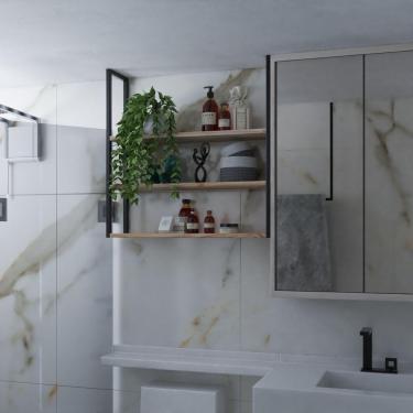 Imagem de Estante 100X20Cm Industrial Para Casa Madeira Maciça