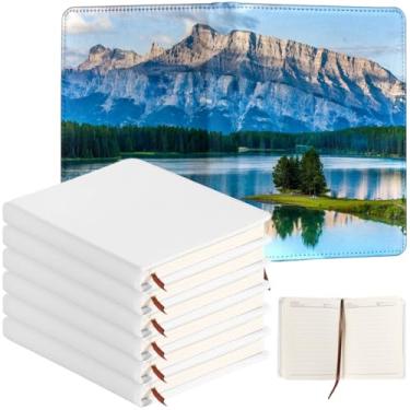 Imagem de Cadernos de poliuretano de capa dura, cadernos em branco de sublimação, 6 peças, diário A6, 100 folhas para anotações, planejamento, diário, material de escritório escolar