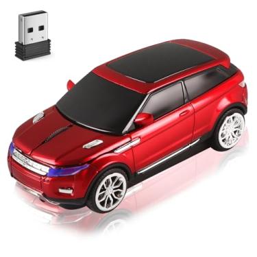 Imagem de Mouse sem fio fofo mouse de carro, vermelho, portátil, compacto, novidade, mouse divertido, divertido para laptop, PC, computador, tablet, MacBook, crianças, meninas, meninos, mulheres, homens, mãe