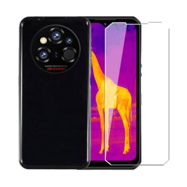 Imagem de WDMYLFTW Capa para Oukitel WP55 + película protetora de tela de vidro temperado - Capa protetora de TPU (preta)