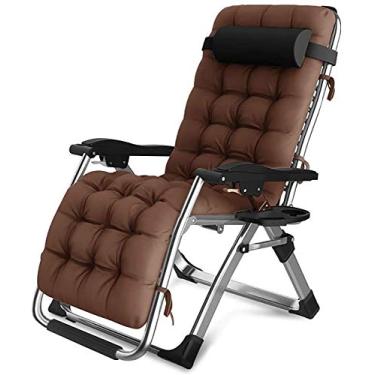 Imagem de Espreguiçadeira dobrável, reclinável, com gravidade zero, espreguiçadeira, jardim, espreguiçadeiras, exterior, praia, acampamento, cadeira portátil ajustável (cor, sem almofadas), com almofadas