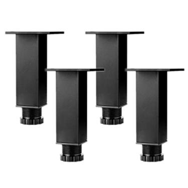 Imagem de ZJYWMM 4 peças de pernas de móveis, pernas de mesa, pés quadrados, pernas de gabinete, liga de alumínio, metal ferragem, pés para armário, sofá-cama, peças de reposição (6 cm/2,4 pol, preto)