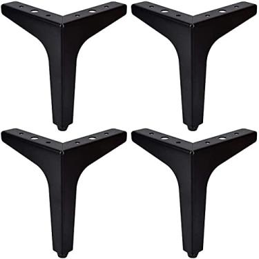 Imagem de SENNIAN Pernas de mesa de metal para móveis faça você mesmo, pernas de móveis de metal, 4 peças de pés de móveis triangulares modernos, pés de móveis de substituição, pernas de armário de móveis faça
