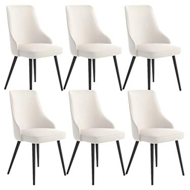 Imagem de Conjunto de 6 cadeiras de cozinha, sala de jantar, móveis, cadeiras para sala de estar, cadeiras de cozinha de couro PU à prova d'água com pernas de metal, cozinha, sala de estar, sala de estar