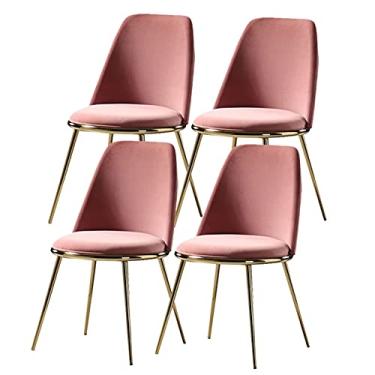 Imagem de Cadeira de jantar, cozinha, sala de jantar, móveis, cadeiras de jantar, conjunto de 4 cadeiras de cozinha, sala de estar, com pernas de metal, assento e encostos de veludo para escritório, sala de