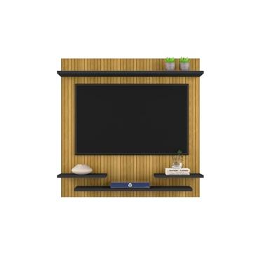 Imagem de Painel Tv Quarto Sala Painel Prateleira Até 32 Polegadas Star (RIPADO/PRETO)