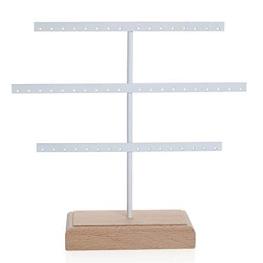 Imagem de BSNANCA Brinco organizador de joias com 52 ganchos, organizador de brincos, suporte para pendurar, colar, expositor, caixa, suporte para joias, presente (Argento 25 * 24 * 7 cm)