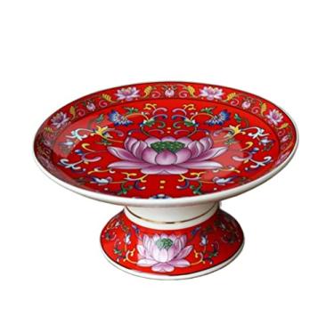 Imagem de Cesta de frutas, tigela de frutas, cestas de armazenamento de cerâmica, esmaltado, estilo chinês, tigela de frutas, salada, mesa, caixa de armazenamento de frutas, bandeja de frutas (cor: C, tamanho