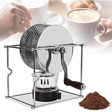 Imagem de Torradeira de grãos de café, máquina manual de torrefação de grãos de café com alça, tambor de aço inoxidável, máquina de torrefação de grãos de café para cozinhar café, grama