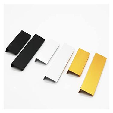 Imagem de 3FLQOOPP Puxador de gaveta puxadores de gaveta puxadores de gaveta preto prata laranja ouro alças ocultas aço inoxidável armário de cozinha ferragens puxador de armário (cor: preto 120 mm)