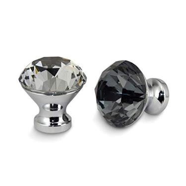 Imagem de nihngvjm Puxador de armário de cozinha de 30 mm design losango puxador de vidro cristal puxador de armário puxador de gaveta puxador de móveis puxadores de ferragens