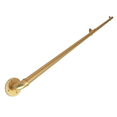 Imagem de Corrimão de escada - kit completo, corrimão de tubo dourado industrial de escada com suporte de montagem na parede, casa contra a parede, grades internas e externas para idosos (tamanho: 1,5 m)