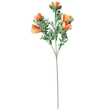 Imagem de Decoração de casamento, folha falsa, margarida, flores artificiais, crisântemo de seda, decoração de casa, flores artificiais amarelas (cor: laranja, tamanho: tamanho único)