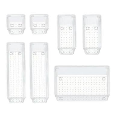 Imagem de Organizadores de Acrílico Transparente, 7 Peças de Tamanhos Variados, Material Acrílico, para Gavetas e Prateleiras