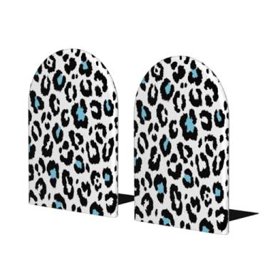 Imagem de Suportes de livros de madeira grandes com estampa de leopardo Suporte de livro decorativo antiderrapante resistente para mesa de escritório em casa biblioteca de escritório decoração de estudo escolar