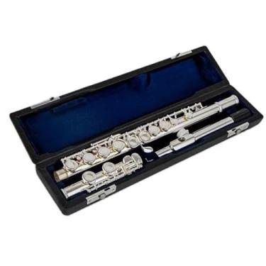 Imagem de Flauta transversal de corpo banhado a prata cuproníquel com 17 furos abertos com chave E