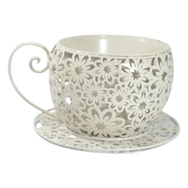 Imagem de Ｂｅｓｇａ Vaso de flores colecionável e criativo em ferro para jardim, ideal para pátio ou casa de campo, Branco