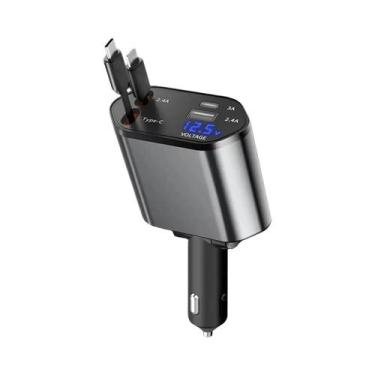 Imagem de Carregador Rápido Para Carro 180W 5-em-1 USB Tipo-C Retrátil Para Tele