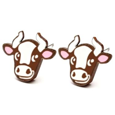 Imagem de Brincos de madeira para mulheres, pé grande, softball, tênis, pinguim, tartaruga, cão, gato, vaca, pato, Papai Noel, preguiça, hipopótamo, margarida, golfinho, fofo, vintage, hipoalergênico, brincos