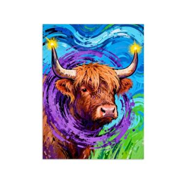 Imagem de Animais Pintura Arte Parede - Vaca No.2 - Impressões em tela - Moderno Colorida Pôster para decoração sala de estar 50x65cm Sem Moldura