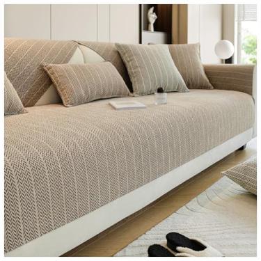 Imagem de SPXMQSS Capa de sofá para sofá, seccional, antiderrapante, capa de sofá macia de chenille de 1/2/3/4 lugares, protetor de móveis em forma de L, capa universal C 110 x 110 cm