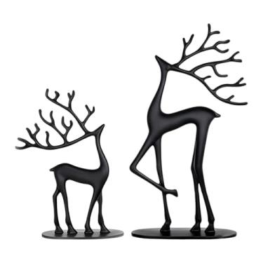 Imagem de Kuntesetty Estátua de Rena Decorativa, Escultura de Rena em Metal, Design Elegante E Contemporâneo, Ideal para Sala de Estar, Lareira, Escritório, Ideia de Prese, S L Black, Tamanho real