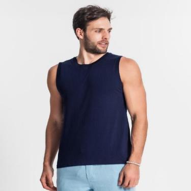 Imagem de Camiseta Regata Machão Masculina Básica Lisa Rovitex Algodão, Marinho,