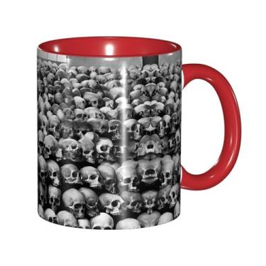 Imagem de Zeraoke Canecas de café criativas com estampa de flores de caveiras escuras horrible, personalizadas, presente para família, tamanho de 325 ml, unissex
