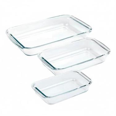 Imagem de Conjunto 3 Travessas Retangulares em Vidro para Servir (1L+1,6L+2,2L)