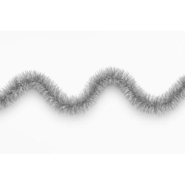 Imagem de Festão de natal metalizado fosco na cor prata, 9 CM de largura, 2 Metros de comprimento, Festão para decoração de árvore de natal