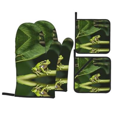 Imagem de Conjunto de luvas de cozinha com suporte de tampa, luvas de forno resistentes ao calor para manusear panelas quentes, grelhar, churrascos, kit de 4 peças.