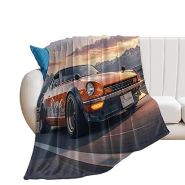 Imagem de HouLaiZhe Cobertor de flanela super macio japonês vintage 350z esportivo legal leve cobertor refrescante para sofá-cama cadeira sofá carro viagem ao ar livre leve quente 178 cm x 203 cm