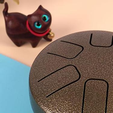 Imagem de Naroote Tambor de Língua 6 Notas Mini Quebra-cabeça Etéreo Brinquedo Qualidade de Som Estável para Iniciantes Instrumento de Percussão (Bronze)