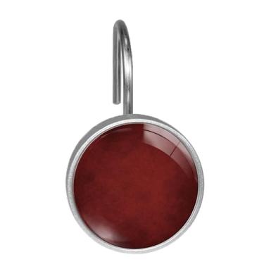 Imagem de Conjunto de 12 ganchos de cortina de chuveiro vermelhos decorativos de metal à prova de ferrugem para cortinas, varões, anéis de cortina de chuveiro para banheiro, sala de estar, quarto