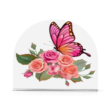 Imagem de Qilmy Lindo porta-guardanapos de borboleta, porta-guardanapos de acrílico transparente para mesa, suporte de guardanapo de coquetel de papel de seda para cozinha, dispensador de guardanapos de jantar
