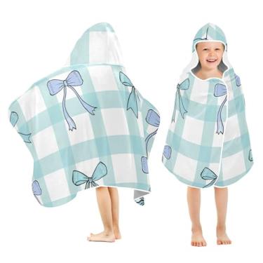 Imagem de Burbuja Toalha de banho com capuz xadrez para crianças, toalha de praia de pelúcia macia absorvente para meninas e meninos 3-10 anos, 61 x 127 cm