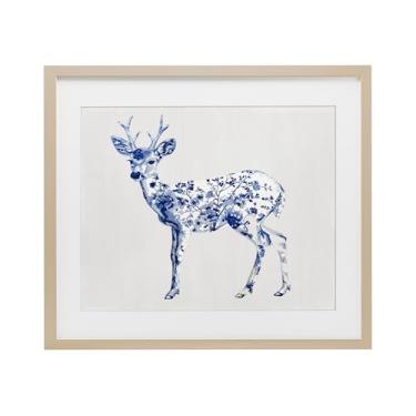 Imagem de Stupell Industries Impressão emoldurada Graceful Toile Deer Gray Under Glass, design por Lettered and Lined, 13 x 16