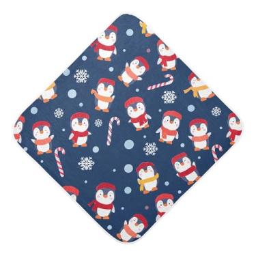 Imagem de Burbuja Penguins Toalha de banho para bebês - Toalha com capuz de musselina macia e absorvente para recém-nascidos e bebês, 76 x 76 cm
