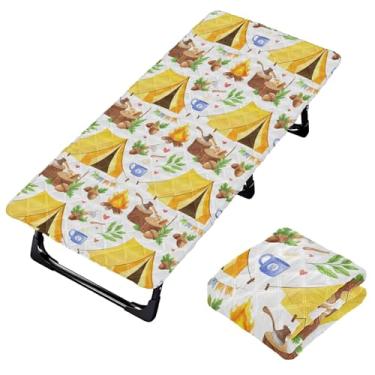 Imagem de Burbuja Lençol de berço para barracas amarelas de acampamento para crianças, lençol de cochilo acolchoado portátil com faixa elástica para meninas e meninos, lavável na máquina, 63,5 x 127 cm