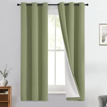 Imagem de Yakamok Painéis de cortina blackout 100% cortinas com bloqueio de luz e frio de 160 cm para berçário, 2 camadas grossas de cortinas com isolamento térmico (2 peças, 40 de largura cada painel, frente