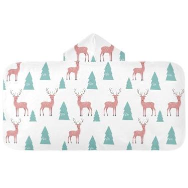 Imagem de Burbuja Toalha de banho com capuz de laço rosa para crianças, toalha de praia de pelúcia macia absorvente para chá de meninas e meninos 3-10 anos, 61 x 127 cm