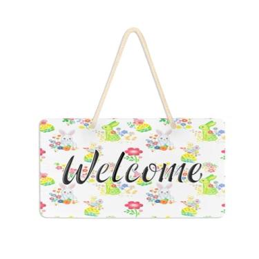 Imagem de Burbuja Placa de boas-vindas colorida para porta da frente, placa de boas-vindas de PVC para pendurar na parede varanda casa de fazenda, decoração de feriados, 15 x 28 cm