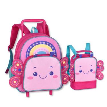Imagem de Mochila Carrinho Com Lancheira Térmica Kit Escolar Meninas - Clio Styl