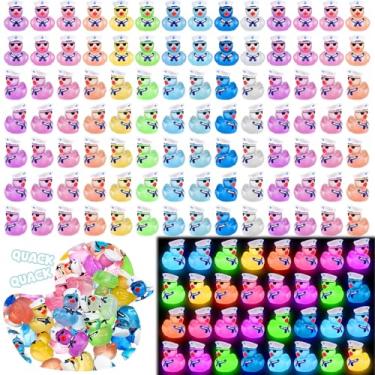 Imagem de Arrowbash 100 Pcs Mini Resin Ducks Bulk Cruise Ducks with Sunglasses Luminous Sailing Miniature Figurines Glow in The Dark Tiny Resin Figures for Micro Landscape Garden Decor