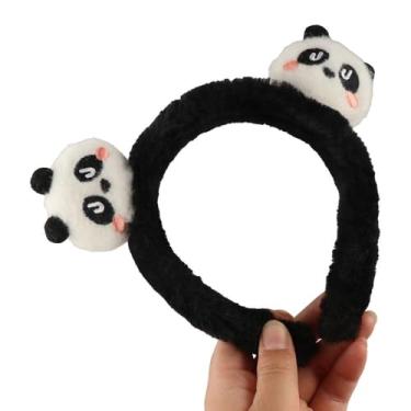 Imagem de Argola de cabelo de panda peludo requintado desenho animado pelúcia orelhas de animal doce maquiagem headwear feminino (estilo B)