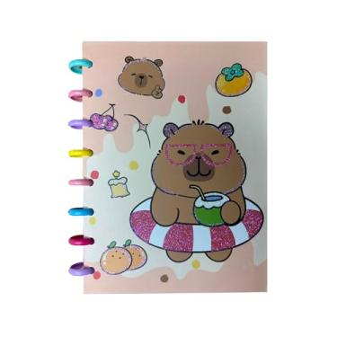 Imagem de Caderno de Disco Capa Capivara, com elástico, 14,5cmx21cm - 80 folhas (4)