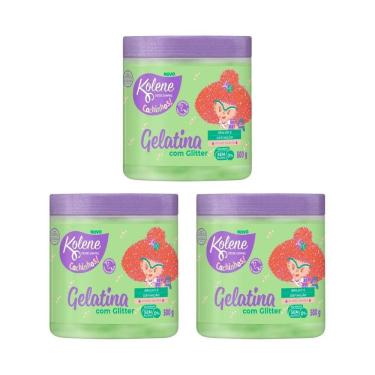 Imagem de Gelatina Kolene 500G Cachinhos Glitter - Kit Com 3Un