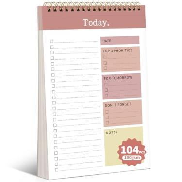 Imagem de Bloco de notas para fazer na lista, 52 folhas sem data, agenda diária para trabalho, casa, escola, escritório, acessórios, suprimentos e tarefas de definição de metas - rosa