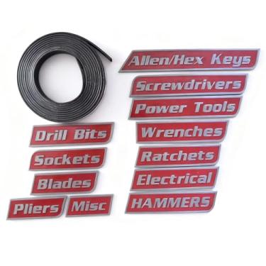 Imagem de Etiquetas magnéticas para caixa de ferramentas, etiquetas impressas em 3D, acessórios de organização de caixa de ferramentas, etiquetas reutilizáveis para caixas de ferramentas de aço, carrinhos